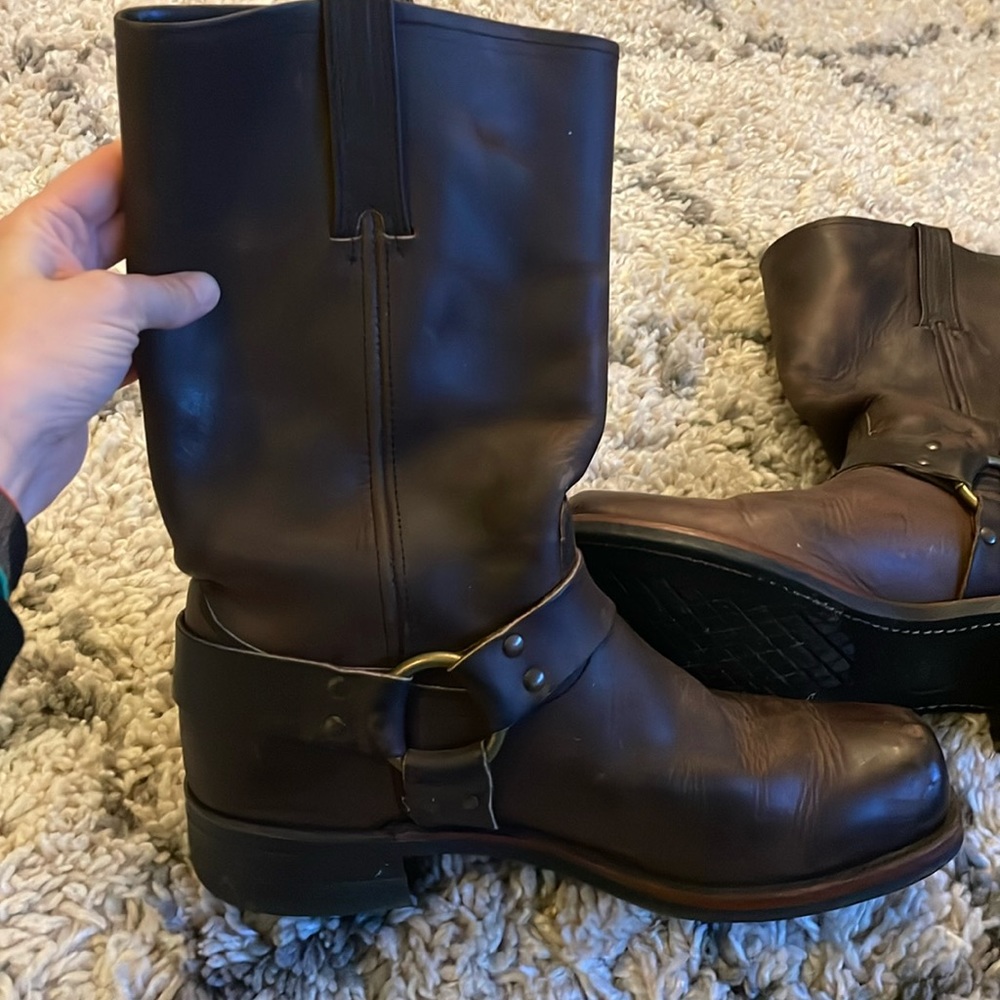 Frye harness boots.